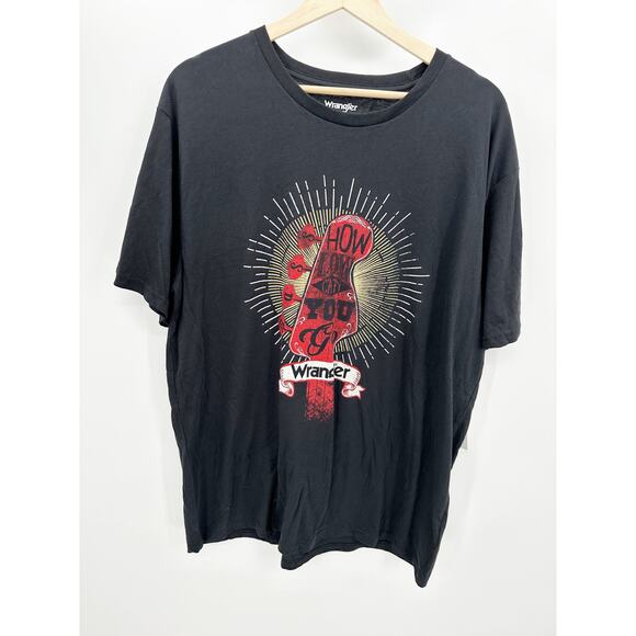 Wrangler Black 100% Cotton Short Sleeve Graphic Tee Shirt Men's Size X-Large NWT - Picture 1 of 7